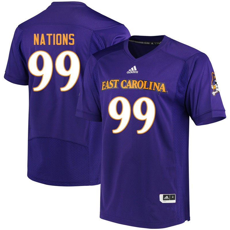 Men #99 Patrick Nations ECU Pirates College Football Jerseys Sale-Purple